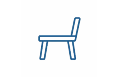 Icon representing a built-in shower seat for safety and comfort.