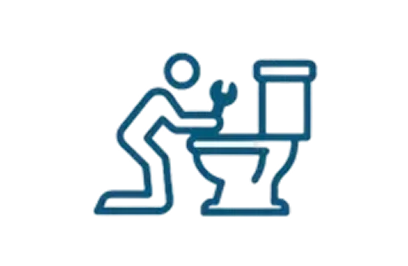 Plumber installing or repairing a toilet icon.